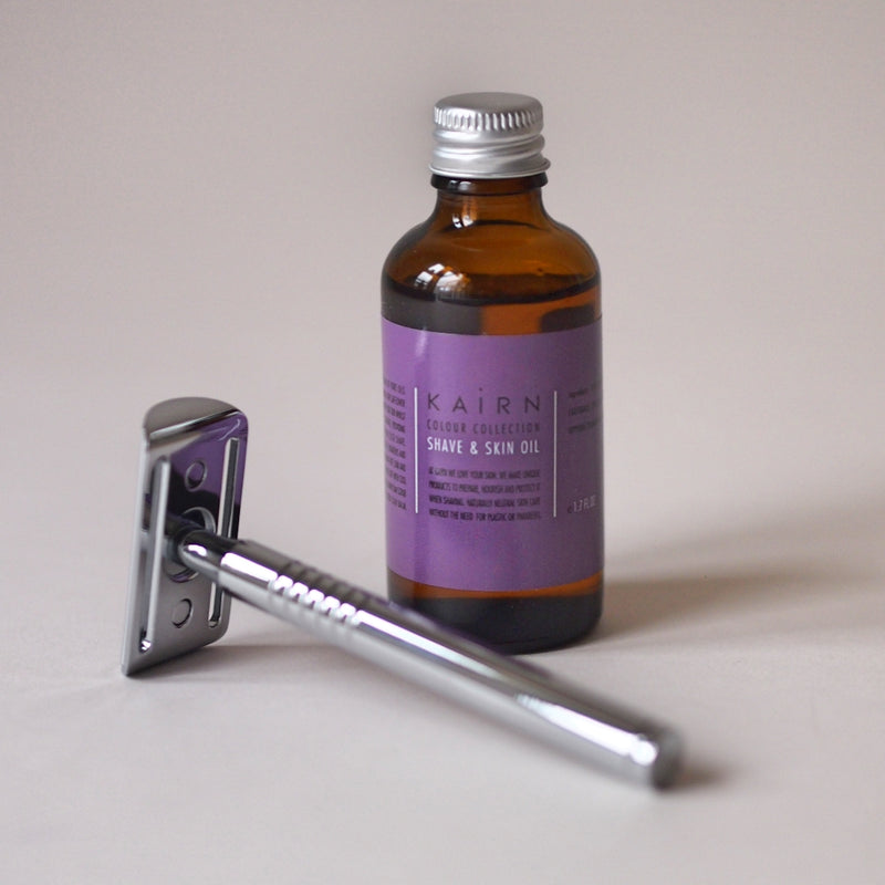 Metal razor and shave oil